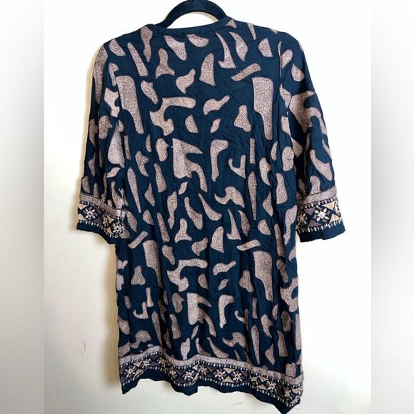 Soft Surroundings Black & Tan Tribal Print Shift Dress Size Small Petite - Picture 6 of 6